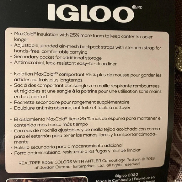 Igloo 30 Can Gizmo Backpack Cooler RealTree Insulated New - Picture 9 of 13